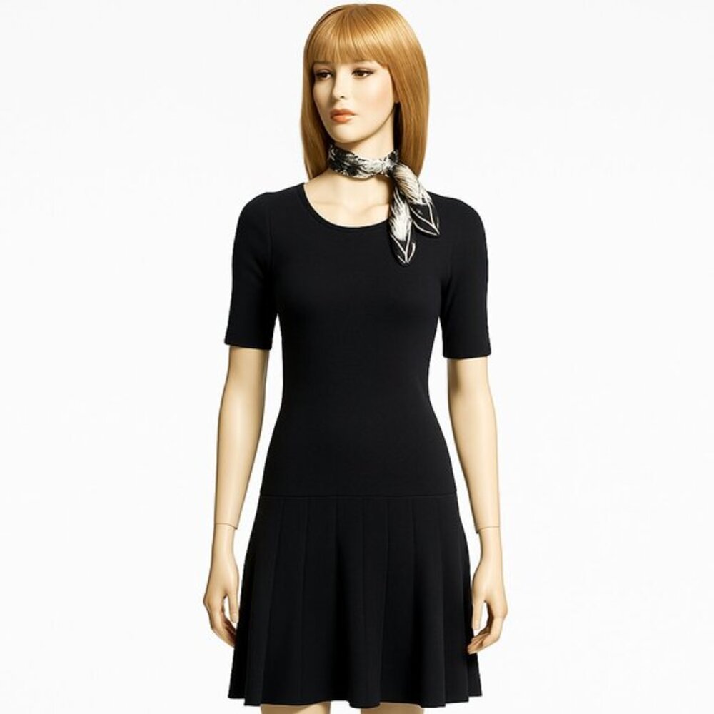 Talbots Knit Drop Waist Midi Dress Black Size L